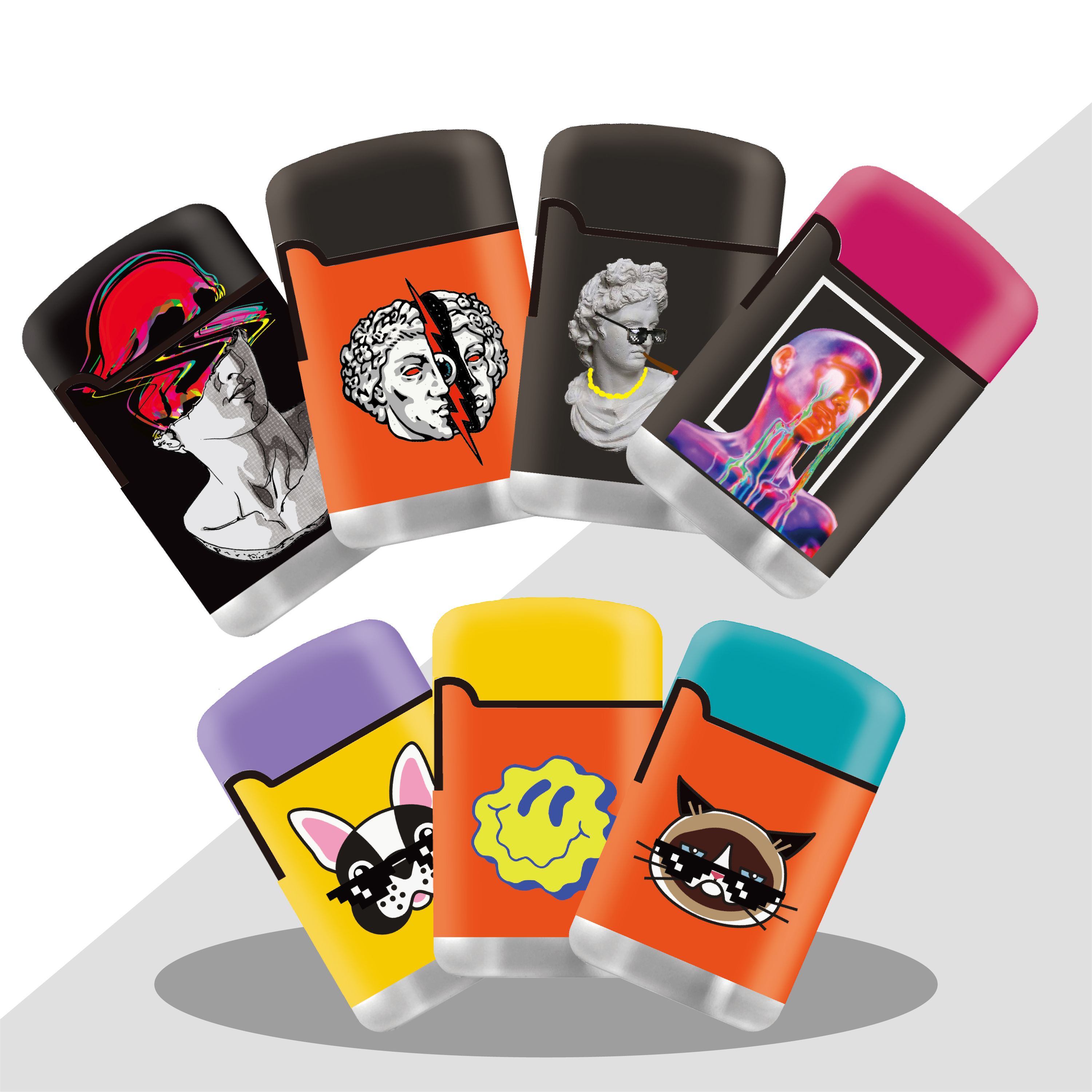 Creative Personality Custom Logo Color Flame Gas Lighters Smoking Accessories For Gift