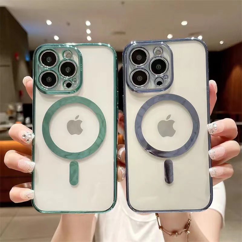 Магнитный чехол Magsafeic для телефона с беспроводной зарядкой для Iphone 13 Pro Max 14, магнитный мягкий чехол из ТПУ, чехлы для телефонов