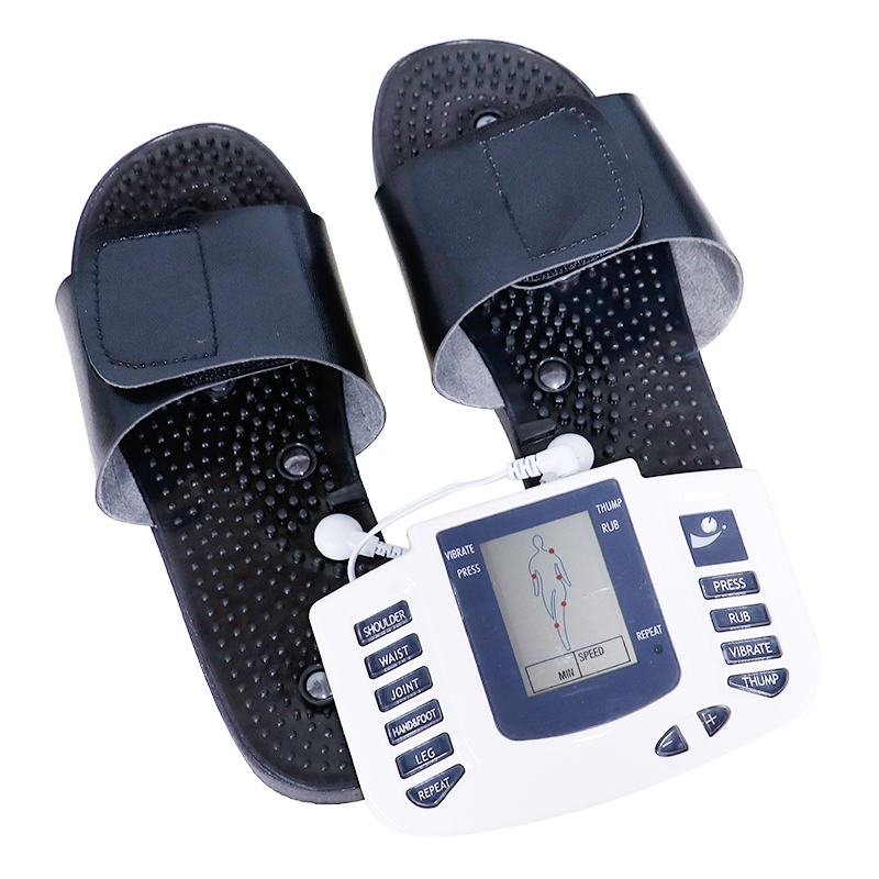 Hot Sale 10 Modes TENS Massager Machine with Chinese Massage Slippers Acupressure Muscle Stimulator Massage Shoes for Relax Feet
