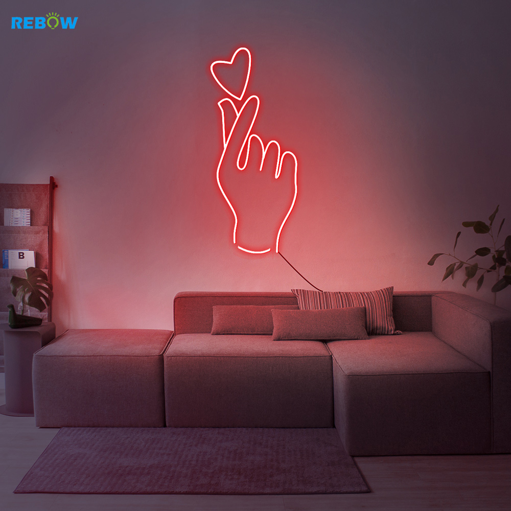 dropshipping Love finger Letters acrylic flexible ip68 neon lights silicone glass neon sign custom