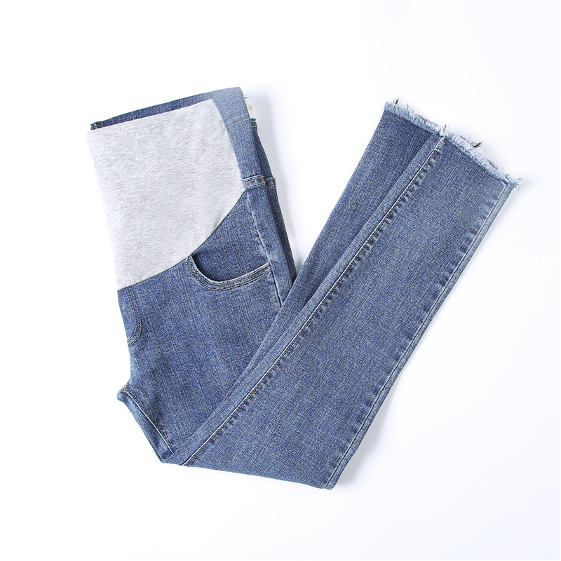 TY pregnant denim pants tube High-rise waist Over-the-bump jersey belly band waistband Skinny fit maternity jeans