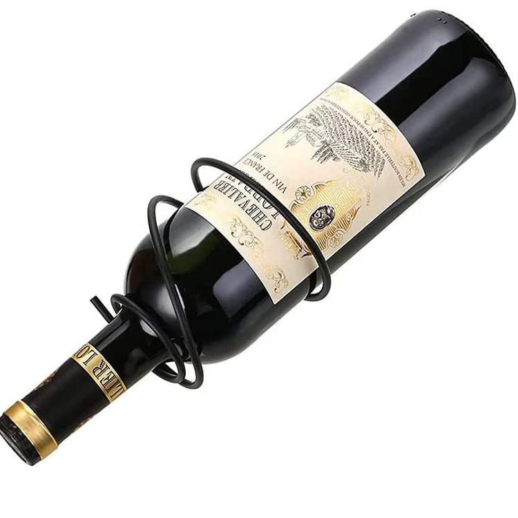 Spiral Wall Mount Wine Hanging Metal Bottles Rack Home Black Vertical Decor Display Modern Mounted Single Screw Wines Holders