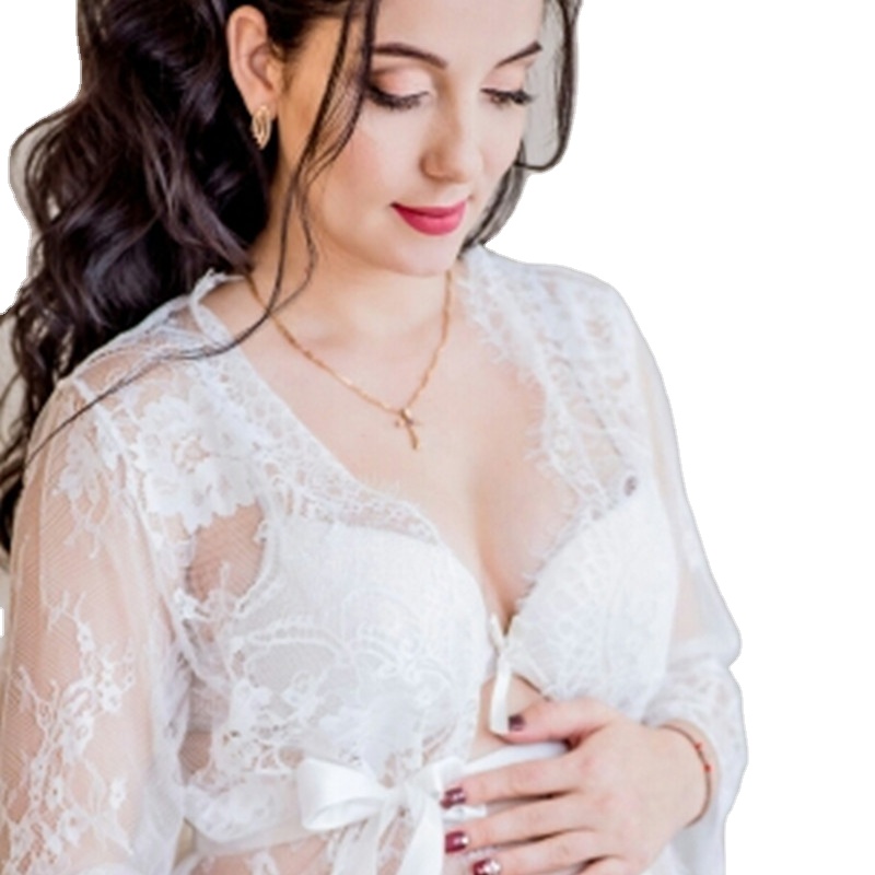 White Lace Long Sleeve Sexy Maternity Clothing Maternity Dresses Pregnancy Photography Dress