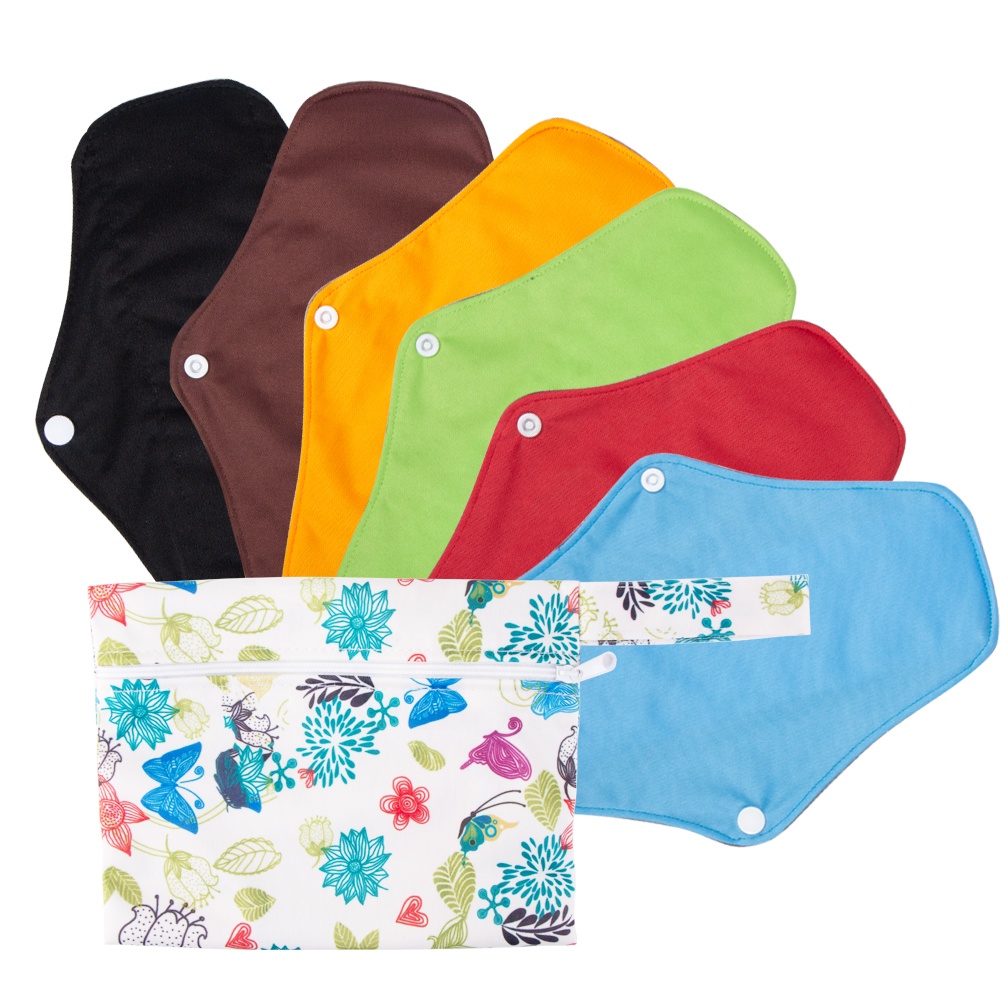 Hot Selling Super Soft Health Security Bamboo Charcoal Organic Cloth Menstrual Pads Reusable Sanitary Pad With Sanitary Bag