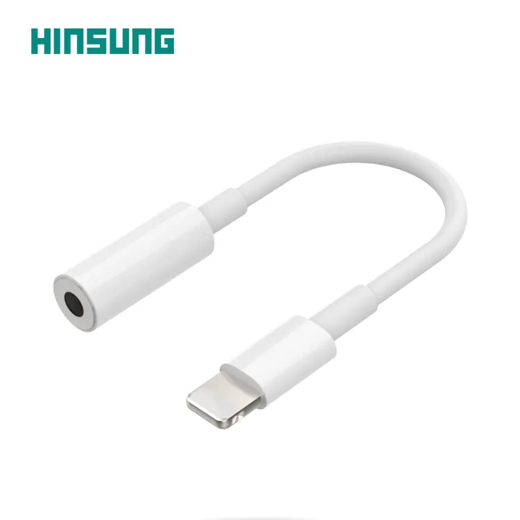 White headphone aux adapter 8pin to 3.5 mm audio cable for iphone