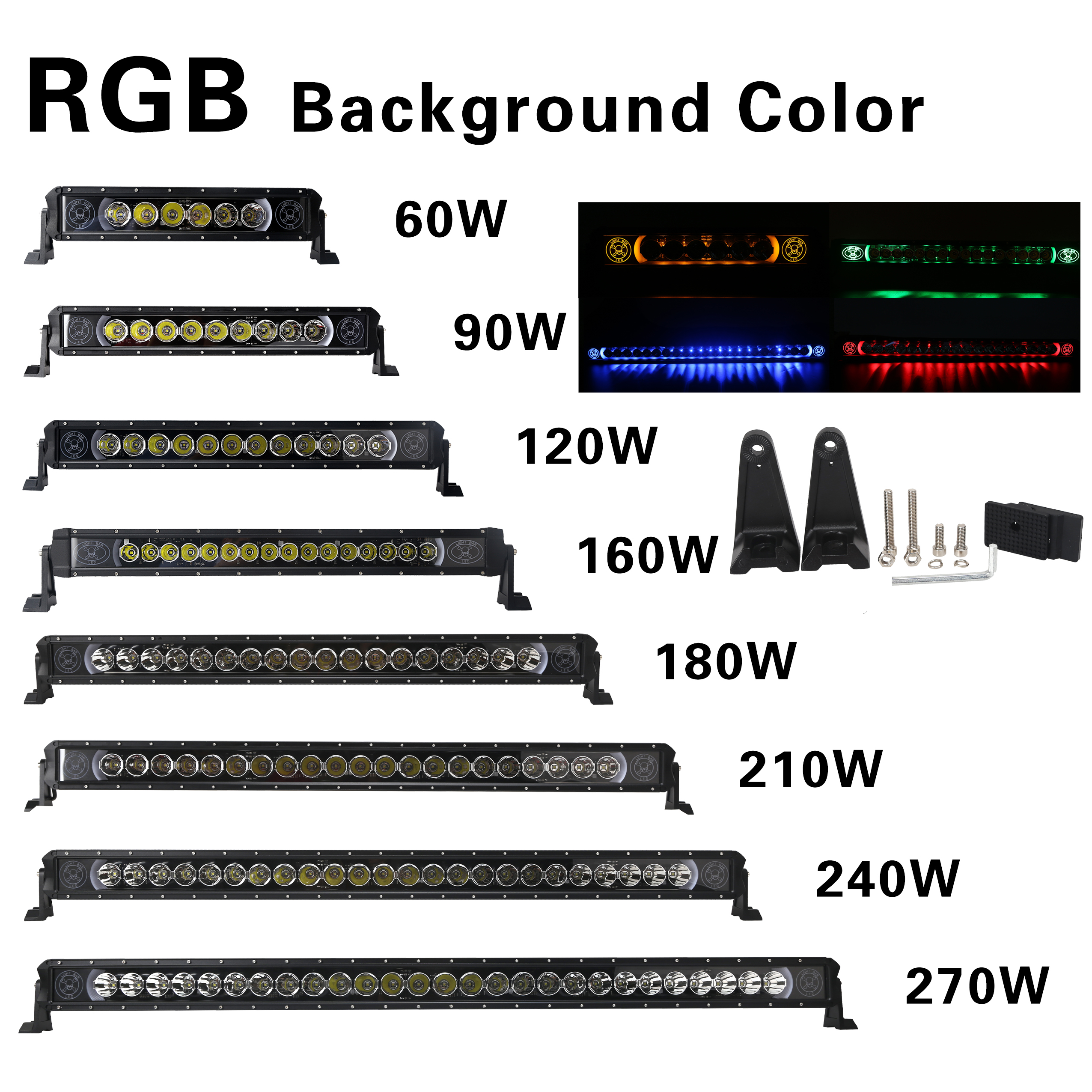 Off Road Led Bar 60W 90W 150W Skull Background light Single Row White Offroad Led Light Bar for Heavy Truck ATV UTV SUV 4WD