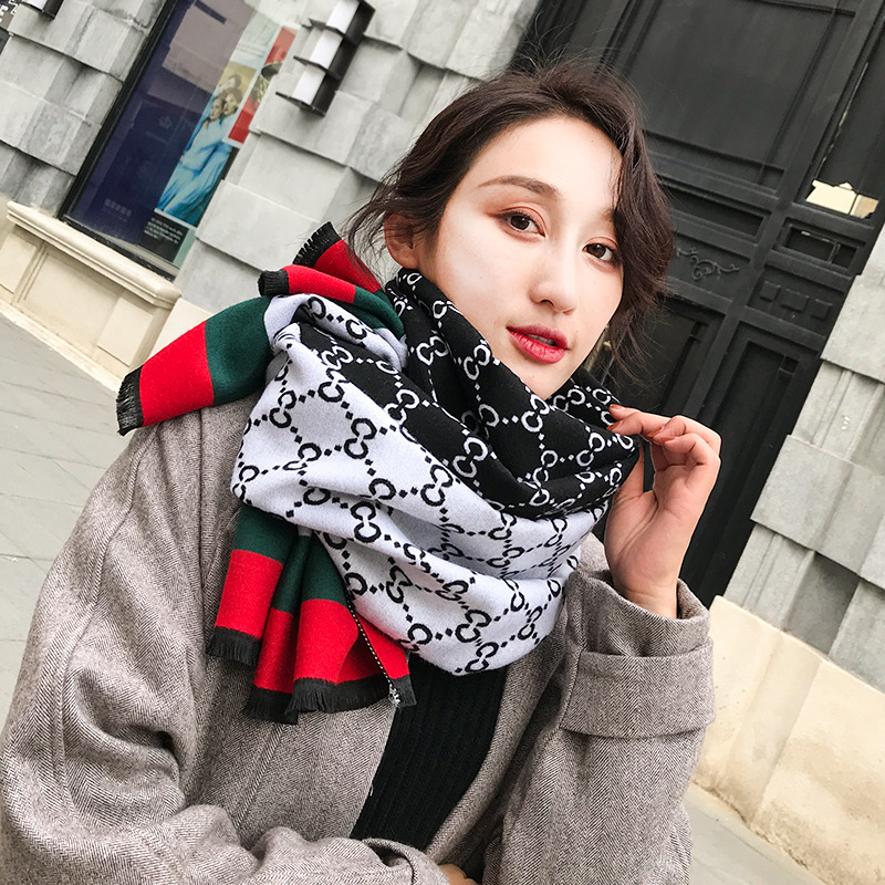 Hot sale Newest C Letter fashion designer Warm scarf women pashmina Cashmere tassel style wholesale shawl women shawl scarf