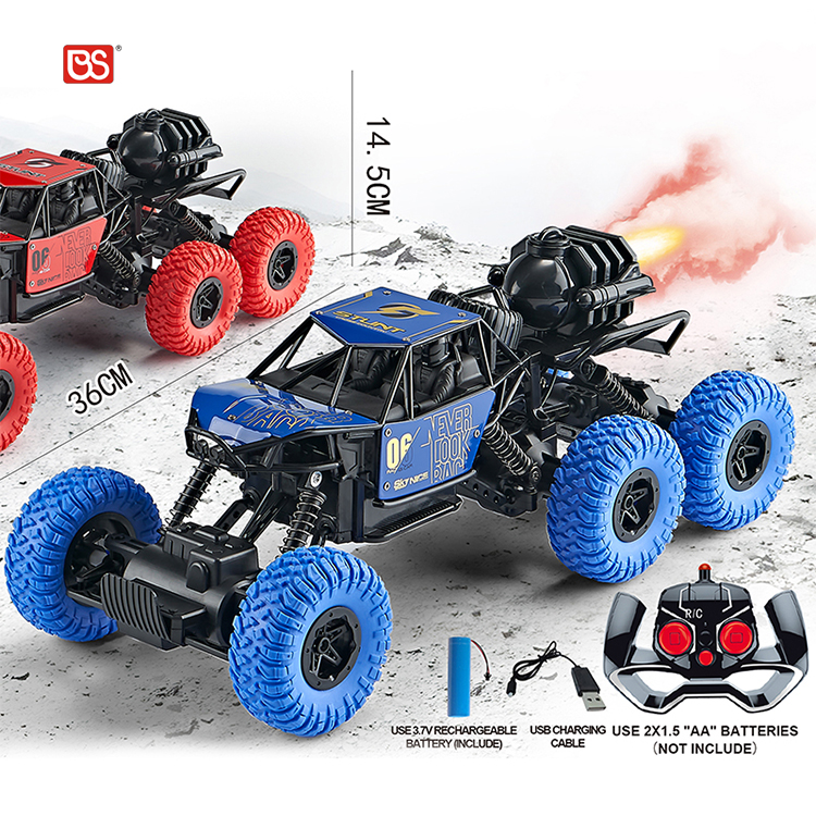 Детский игрушечный автомобиль BS Toy 1, 16, 2,4 ГГц, 4 канала, шесть колес, функция распыления, восхождение, полный литье под давлением, Новая игрушка 2022, Радиоуправляемый автомобиль, быстрый, с USB