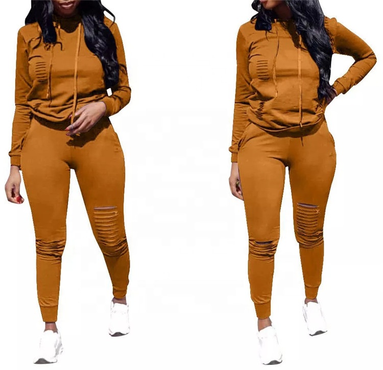 2019 Hot selling women crop hoodies set plus size casual style