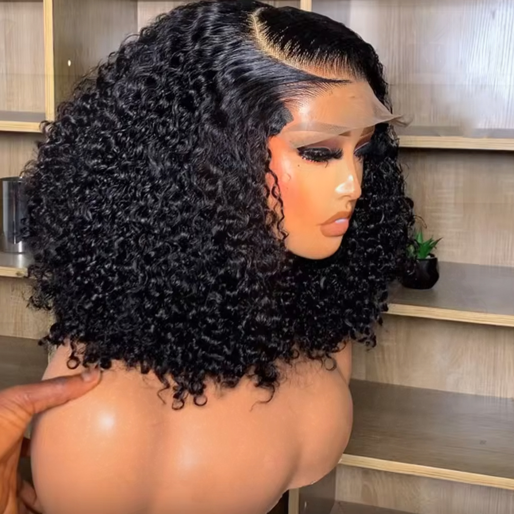 Wholesale Price 100 Cambodian Raw Hair,China Hair Extensions And Wig,Super Double Drawn Luxury Curly Short Bob Black Wig No Lace