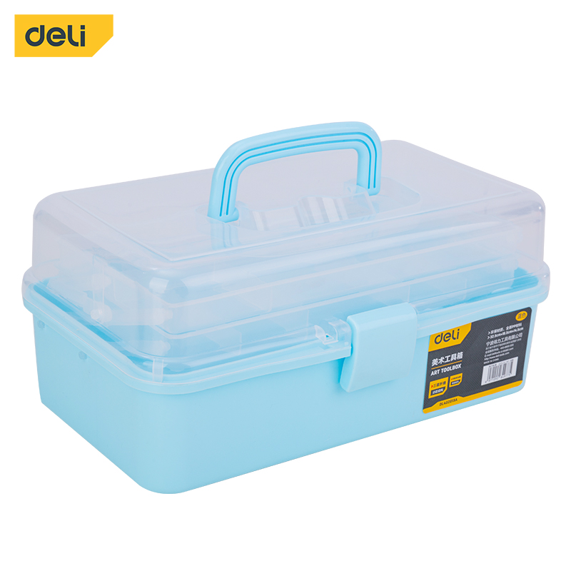 Deli Tools 13inch Blue/Pink 5KG Loading Capacity Plastic Case Three Layer Portable Tool Storage Box