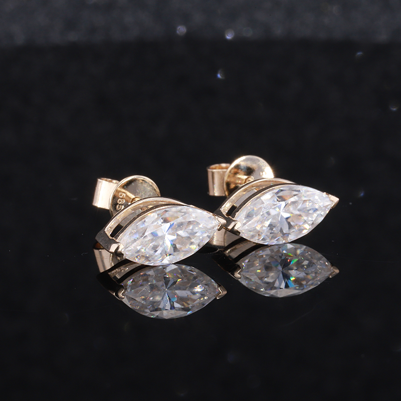 2021 Fashion 10K Yellow Gold Stud Earring 2.5*5mm Marquise Cut Lab Grown Diamond Earrings Women
