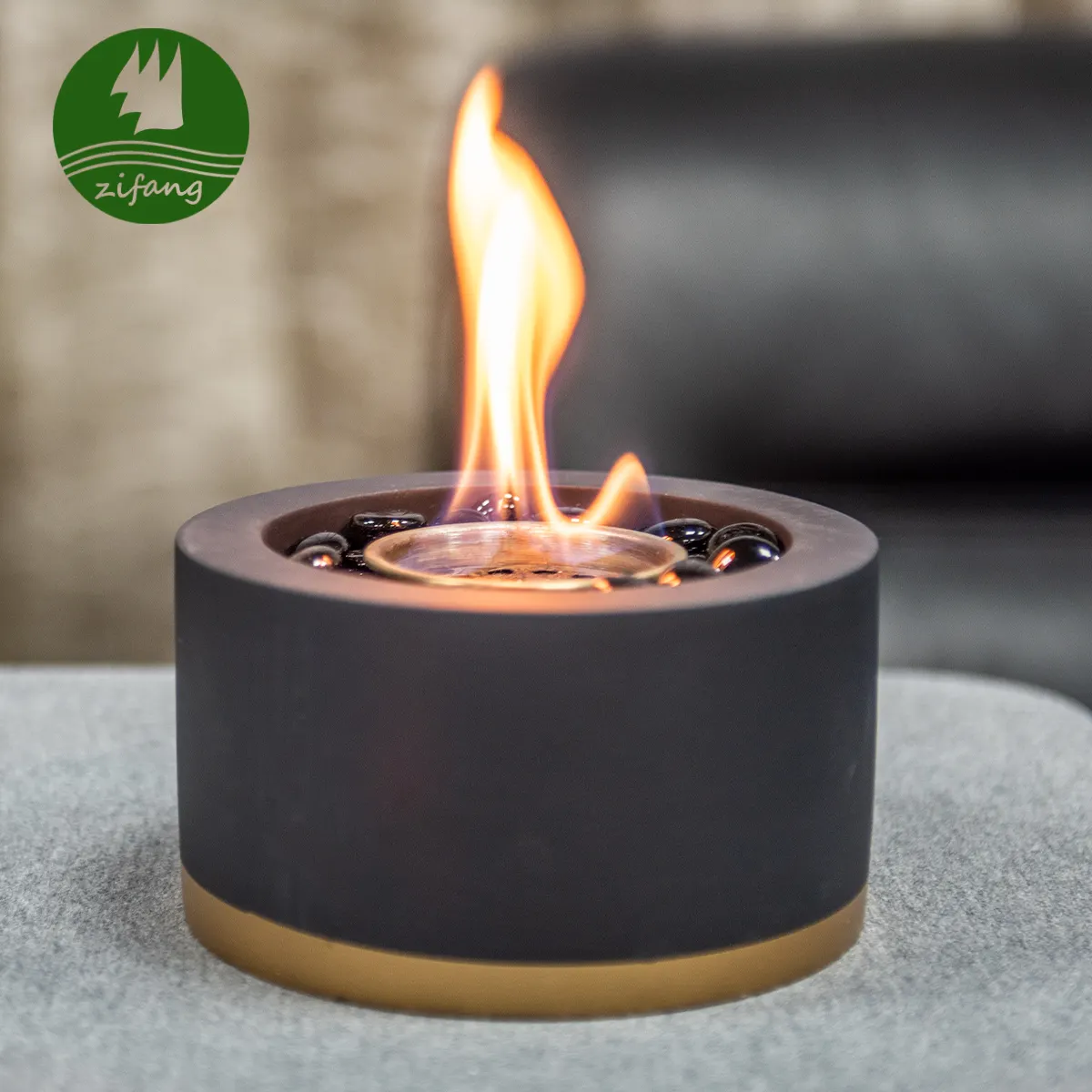 Round Design amazon hot selling Concrete Mini Desktop Tabletop Table Top Portable Bioethanol Firepit Fire Pit Bowl