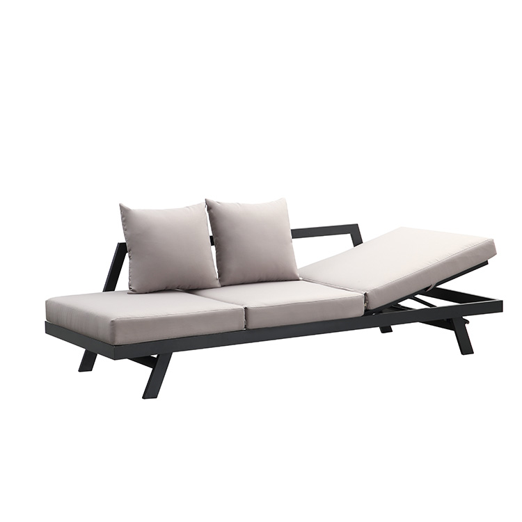 Multiple roles household modern outdoor aluminum chaise lounge chair with bed function