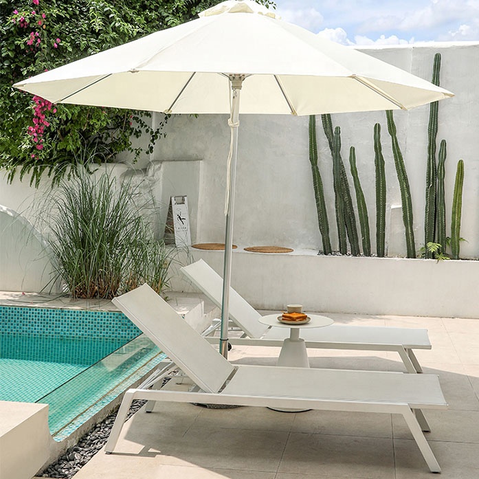 Easy Garden Mesh Adjustable Lounger Aluminum Outdoor Courtyard Swimming Pool Sun Bed for Rest Garden Outdoor Furniture Set