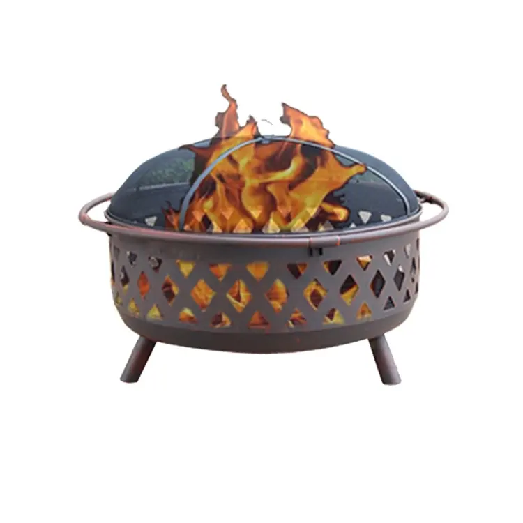 36 inch Big size deep outdoor wood burning fire pit with lattice pattern