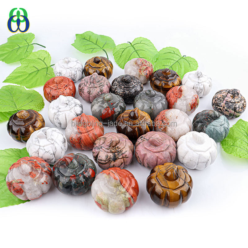 Wholesale high quality crystal animal carvings Gemstone Pumpkin for Decoration