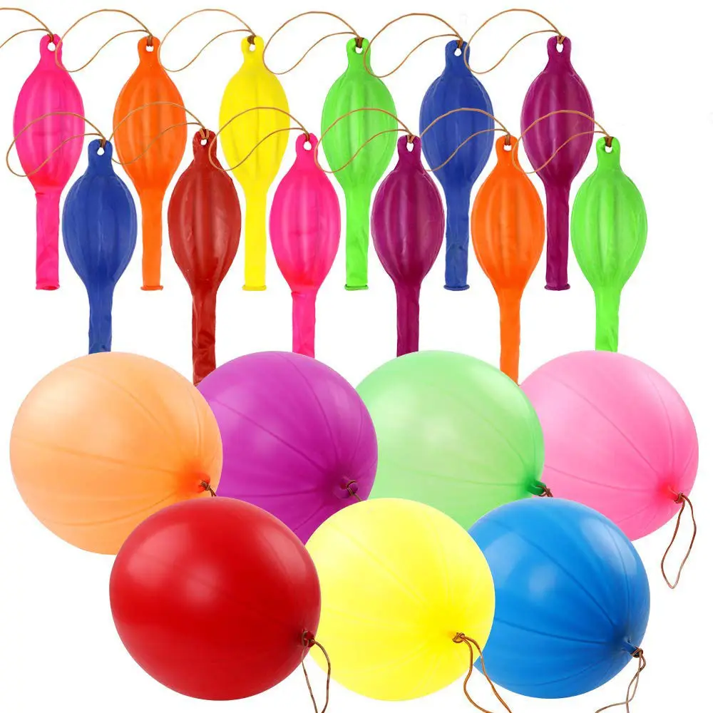 New 2021 neon 18" Punch Balloons Fun Punching Balls With Rubber Band Handle Colorful Interesting Punching Balloons