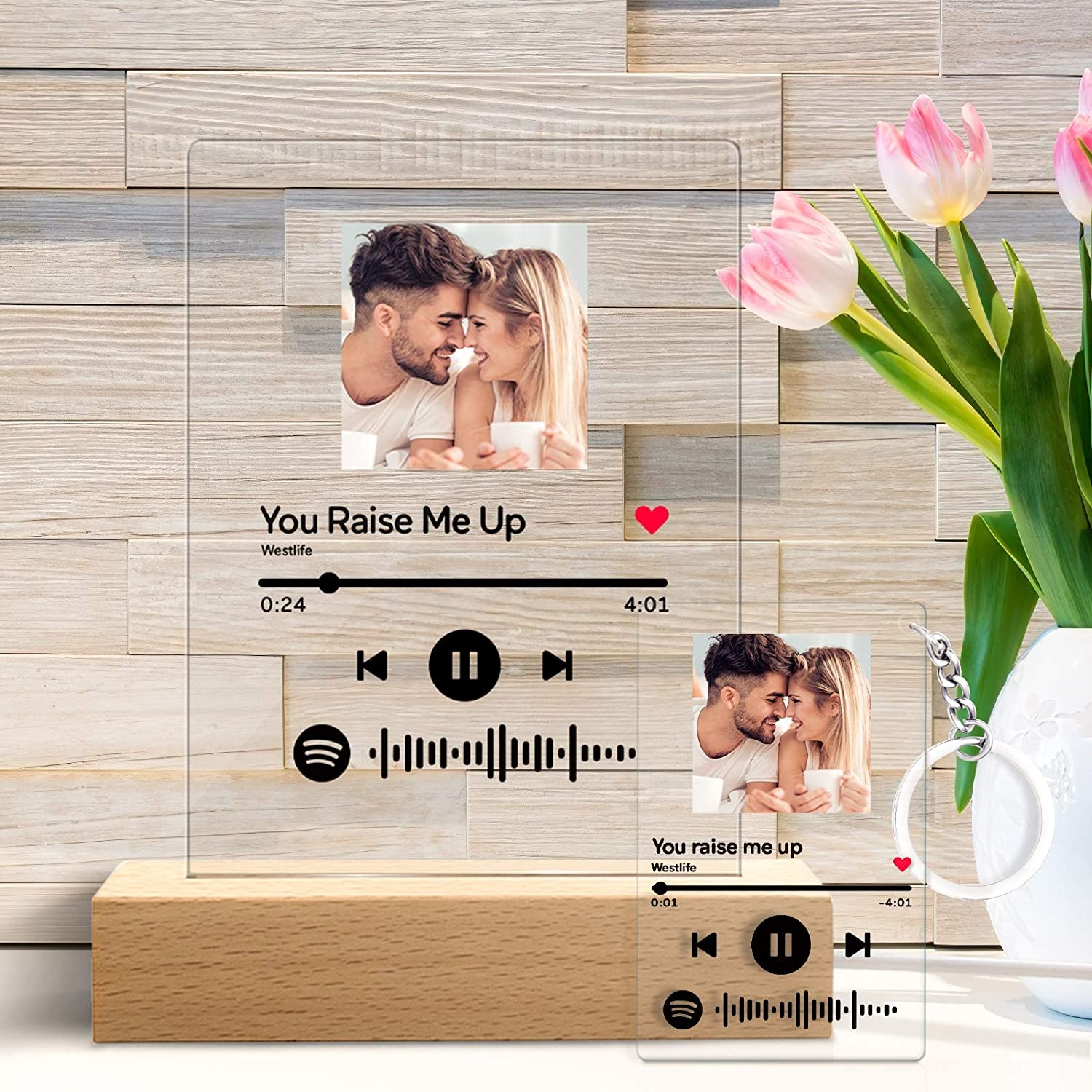 SmallOrders G020920 DIY пользовательский код сканирования музыки мужской и женский брелок персональный лазерный гравировальный акриловый брелок для ключей