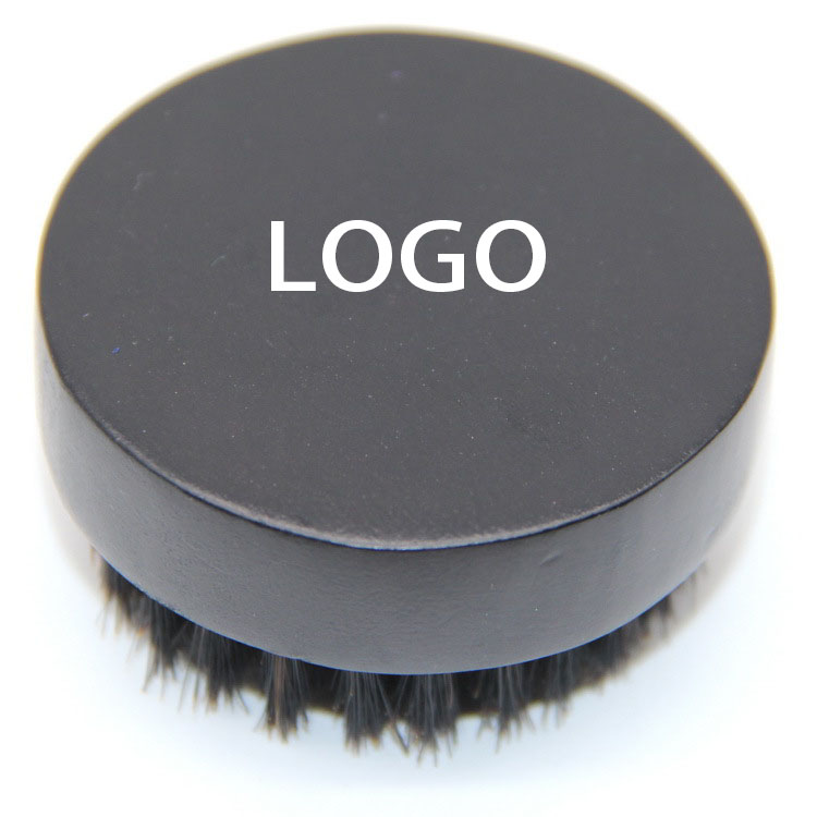 Spot private custom black round beard brush Boar mane facial cleaner brush for men