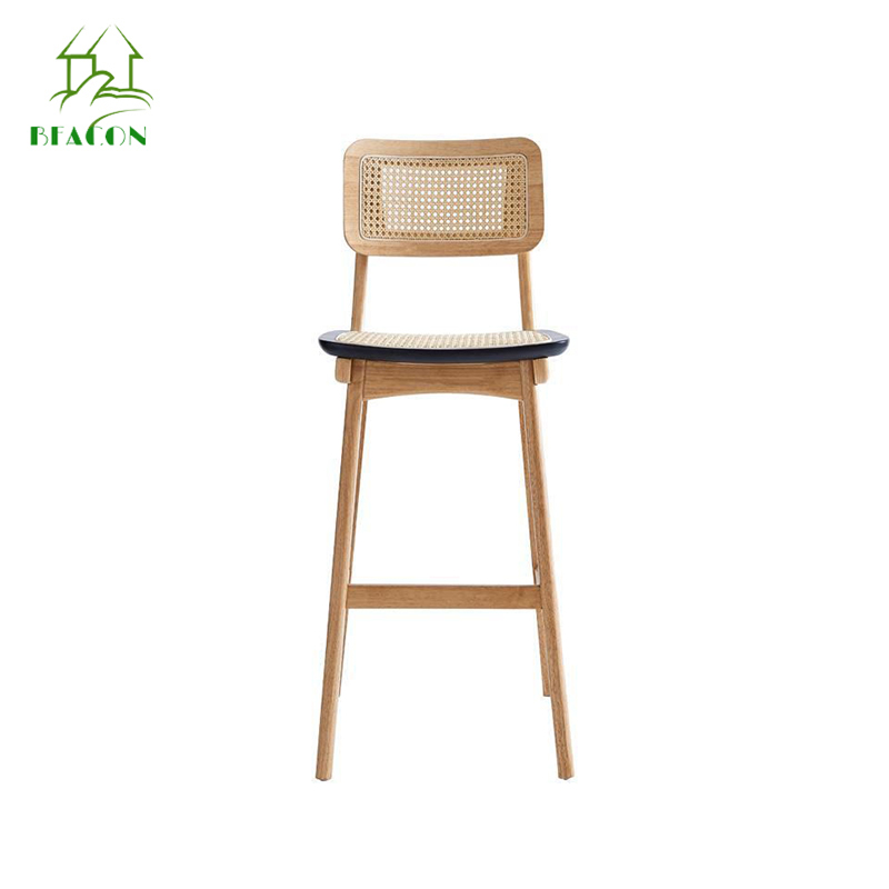 New arrival nordic style design solid ash wood high back kitchen counter bar chair