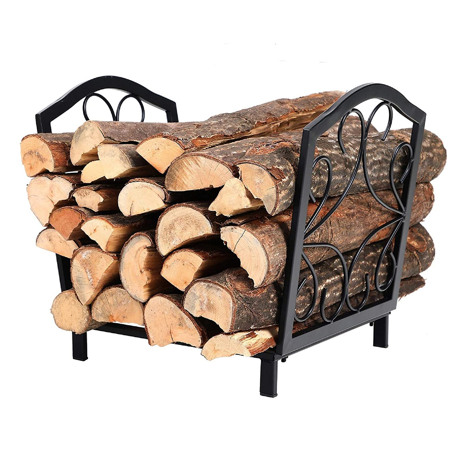 Outdoor Log Rack Small Decorative Indoor/Outdoor Firewood Racks Steel Wood Storage Log Rack Holder