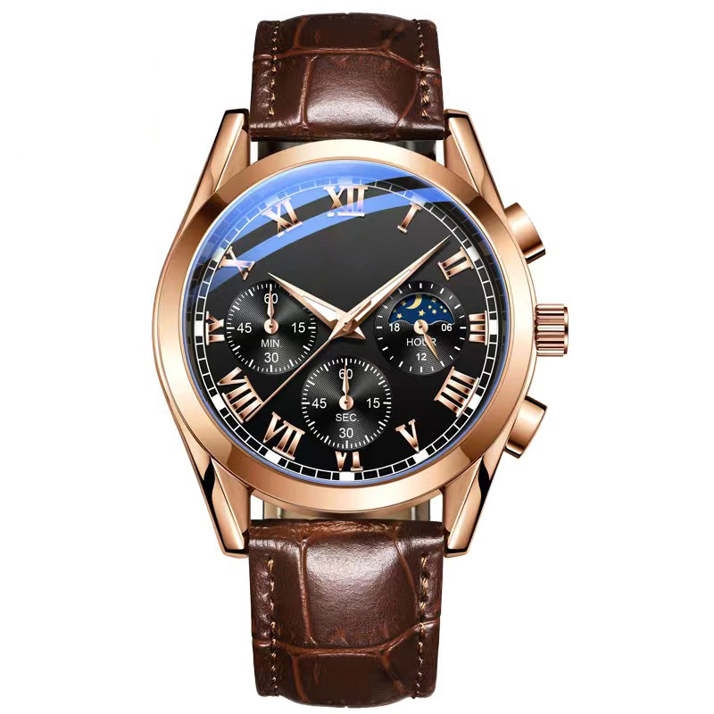 New Luxury Fashion Glass Quartz Analog Leather Men Watch Casual Leather strap Men wristwatch