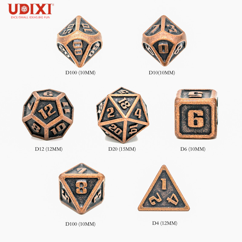 Мини Металлические многогранные кости Udixi DND, ролевая игра MTG, Подземелья и Драконы, набор высококачественных костей для настольных или карточных игр, 10 мм