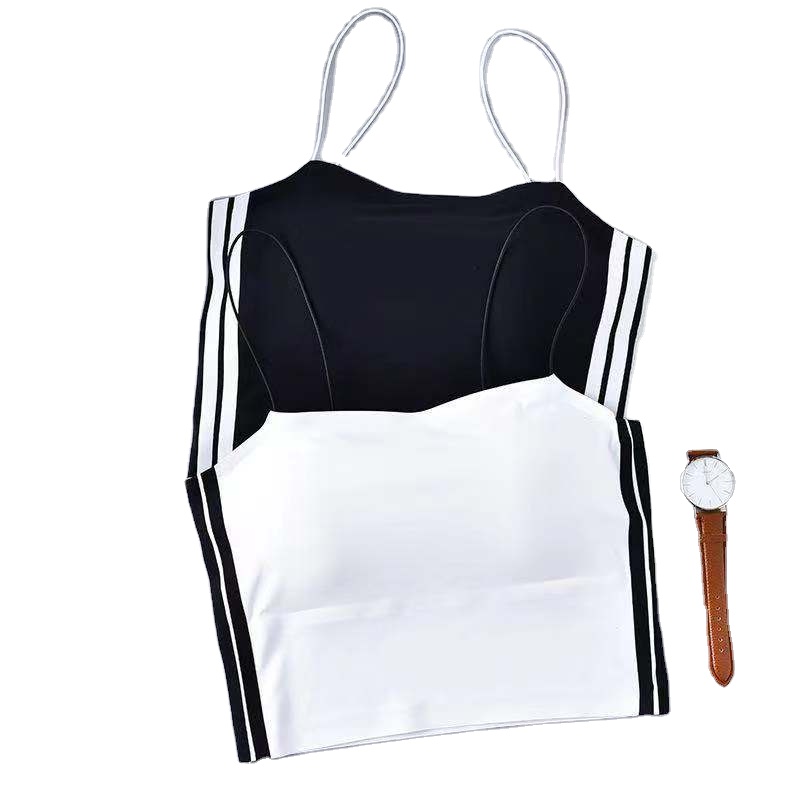 Summer Ice Silk Cool One-Piece Stripe Printing Wireless Girl's Tube Top Crop Top