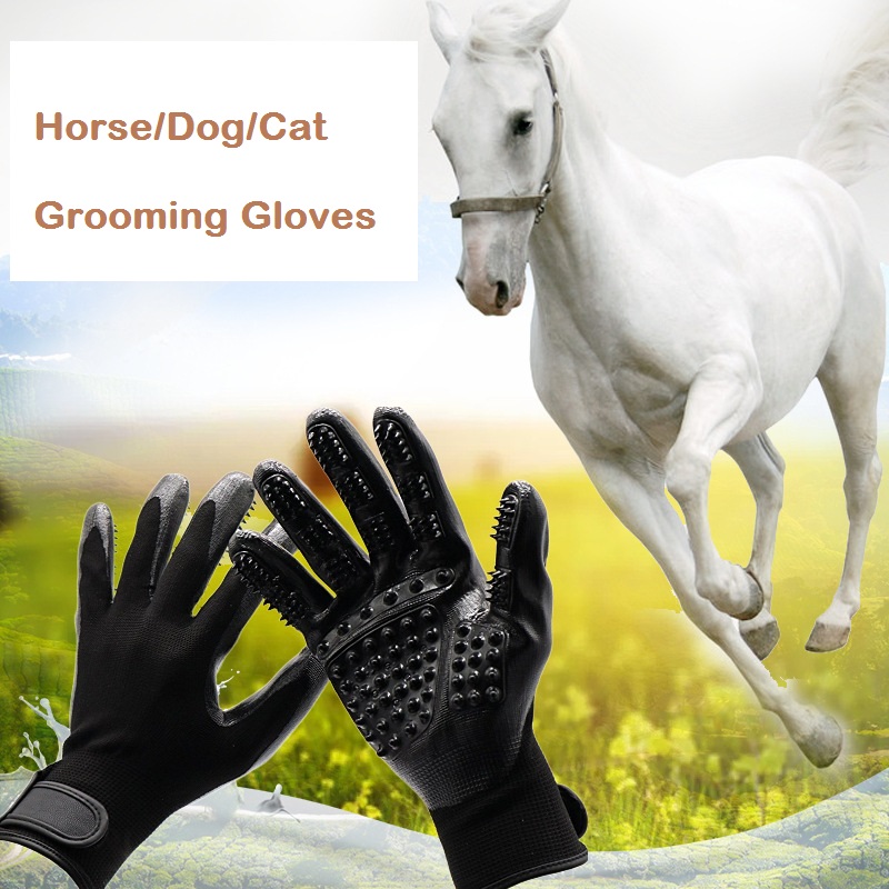 In Stock Big Size Horse Grooming Gloves Daily Pet Hair Remover Mitts for Gentle Deshedding Bathing Massaging Horses Cats Dogs