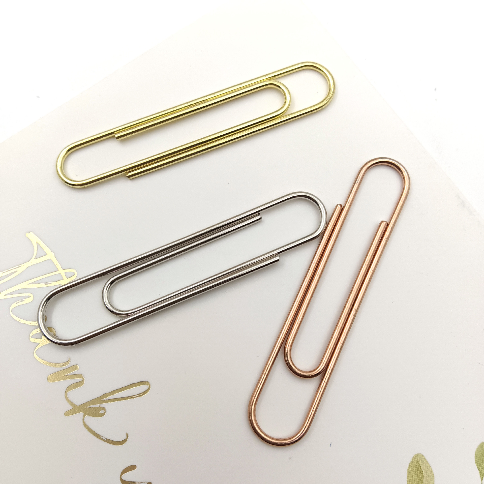 School Stationery Metal Paper Clip Gold Rose Gold Silver 3 Colors Optional Office Supplies 50mm Paper Clip