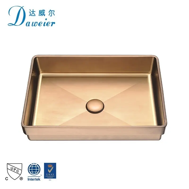 Sink Modern Rectangular Design Sanitary Ware Sinks Rose Gold Color Hand Wash Basin