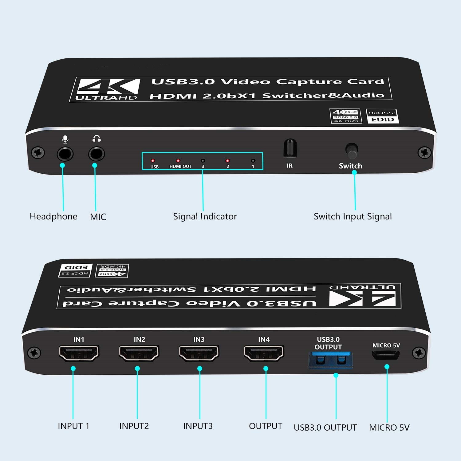 3x1 HDMI переключатель 1080P 4K Аудио Видео карта захвата USB 3,0 запись пластина игры потокового видео трансляции Mic в Телевизор с петлей