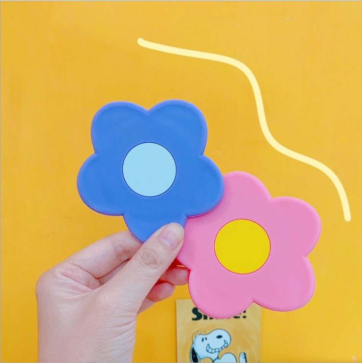 Custom Logo Cute Cartoon Soft Rubber PVC Silicon Make up Hand Mirror