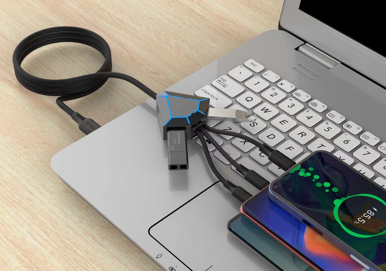 Usb-кабель для передачи данных 5 в 1, 1,2 м, 2 а, с usb-портами для мобильного телефона, U-диска, принтера, мыши и клавиатуры