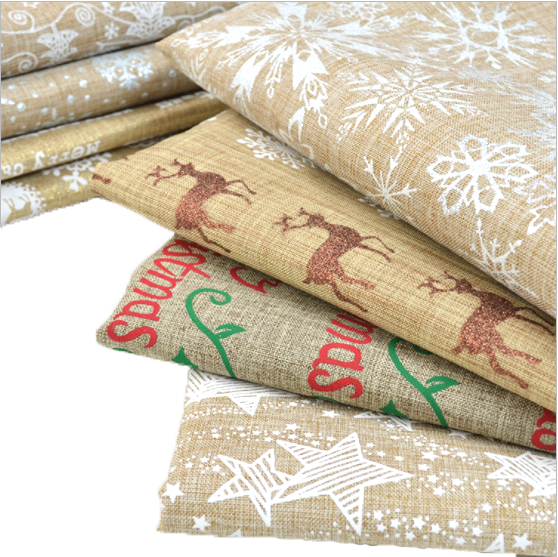 Printed natural flax jute fabric colored burlap linen fabric for decoration