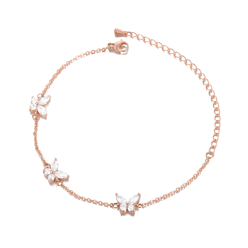 trendy ladies bracelets nice handmade bracelets 3 zircon butterfly simple bracelet