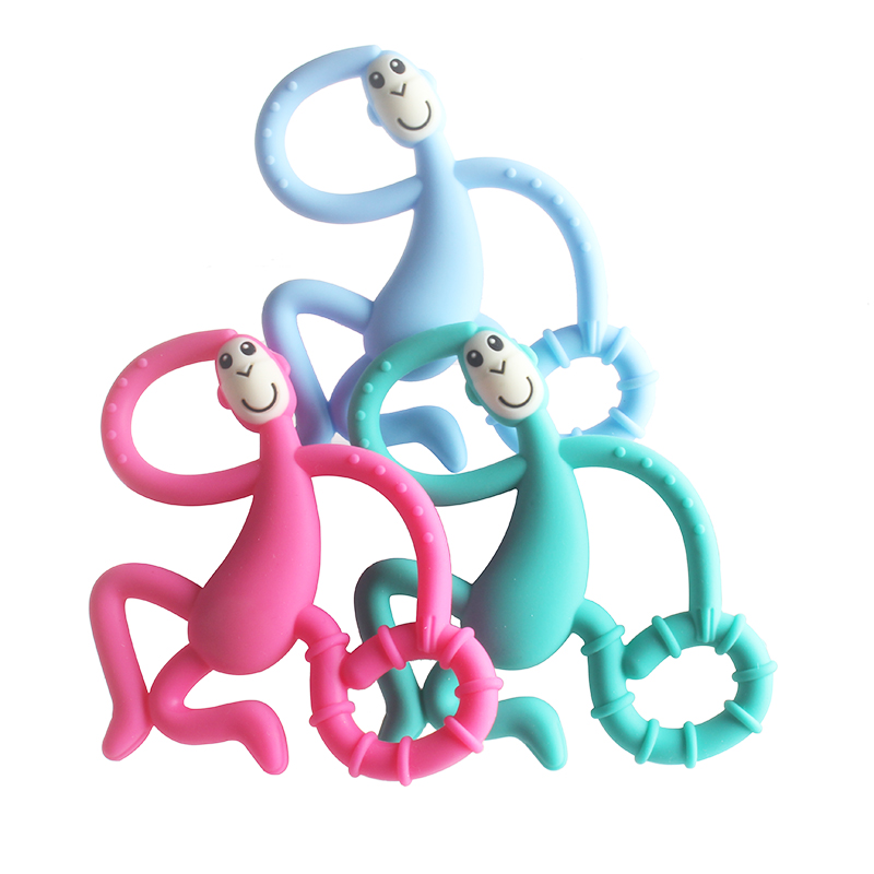 New Design Second Generation Baby Colorful Toy Teether Silicone Cartoon Monkey Shape Silicone Toy