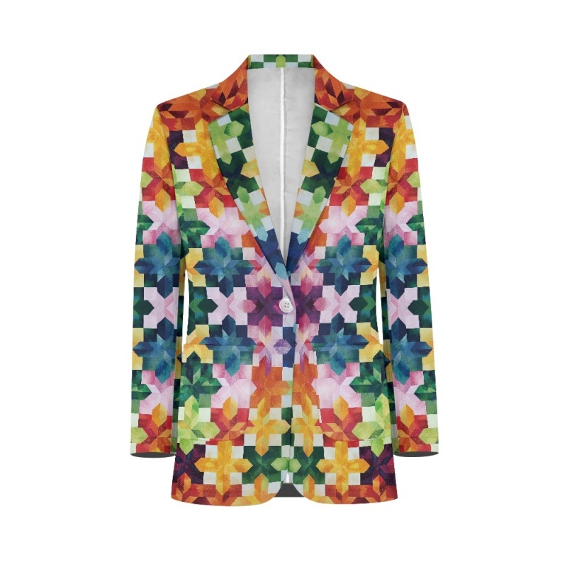 Blazers Suit Coat Jacket Man Suit Custom Fashion Lattice Casual Spring Autumn Pocket One Piece Knit 100% Polyester Printed