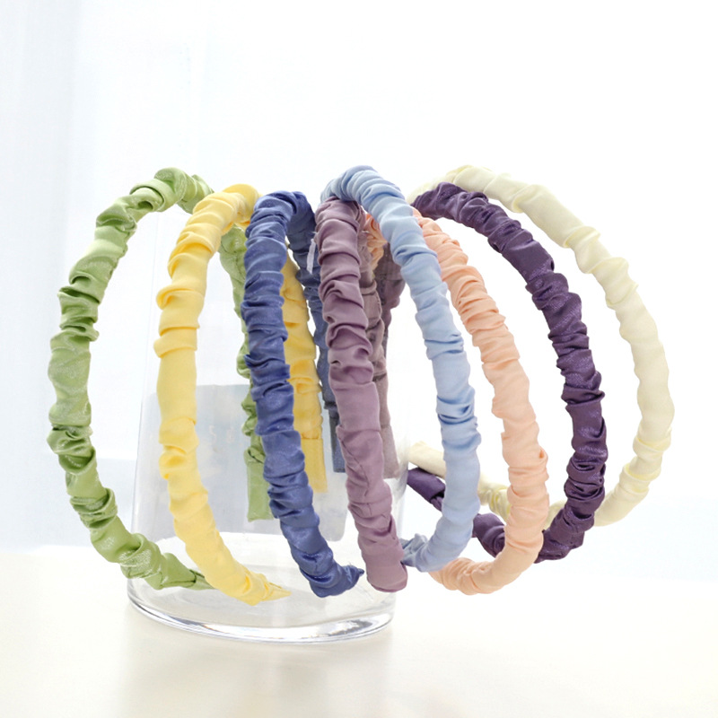Korean version of sweet temperament large intestine head Satin fold Carson series super immortal press hair non slip headband