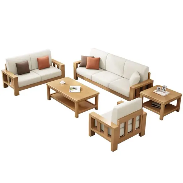 Modern Eastern Style Single Seater 2 Seater 3 Seater Sectional Solid Wood Sofa CEFS017 for Living Room