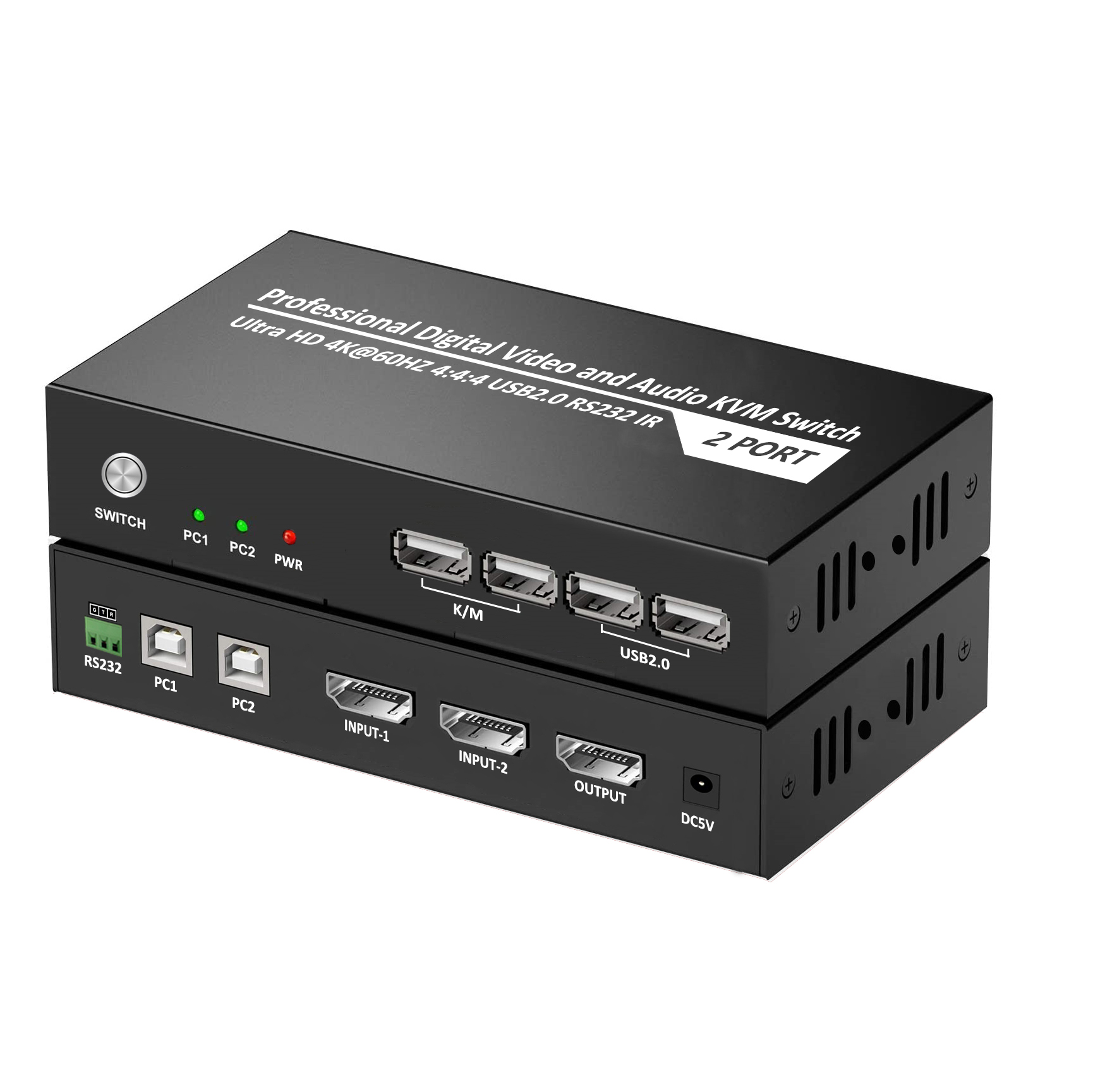 4K60hz HDTV 2 порт USB2.0 KVM переключатель для ПК 2 в 1 выход Клавиатура Мышь Переключатель Поддержка Hotkey & RS232 для принтера U диск