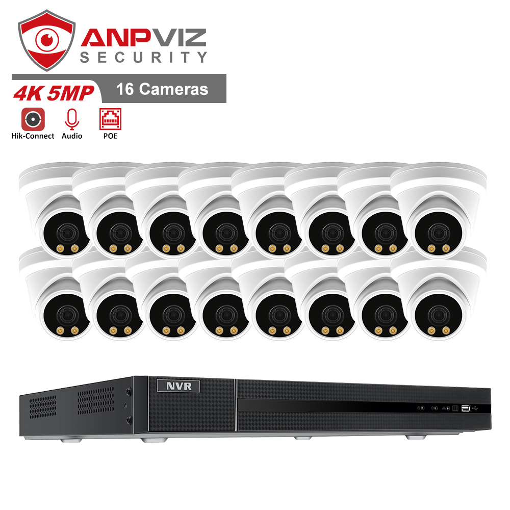 Anpviz 16CH NVR 16 шт. 5MP камера POE IP CCTV комплект ColorVu система безопасности 2,8 мм фиксированный объектив IR NVR комплект P2P View Onvif H.265