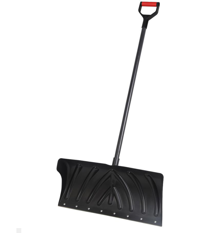 Plastic Snow Pusher with Steel Handle Heavy-Duty Snow Shovel Suitable for Driveway or Pavement Clearing 24IN