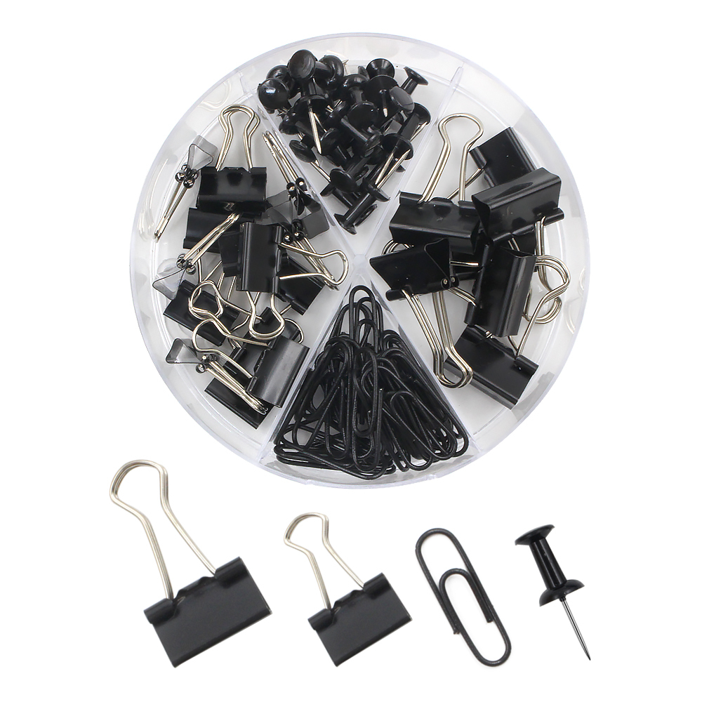 72pieces Black Stationery Set Office Clamp Stationery Clips Metal Binder Clip Paper Clips Paper Holder File Clamps