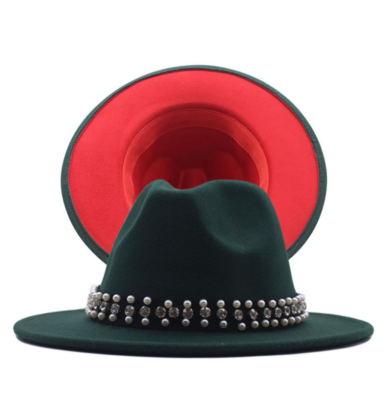 2021new Designer Party Music Festival Fashion Two Tone Color Fedora Hats Wide Brim Wool Two Tone Fedora Hats