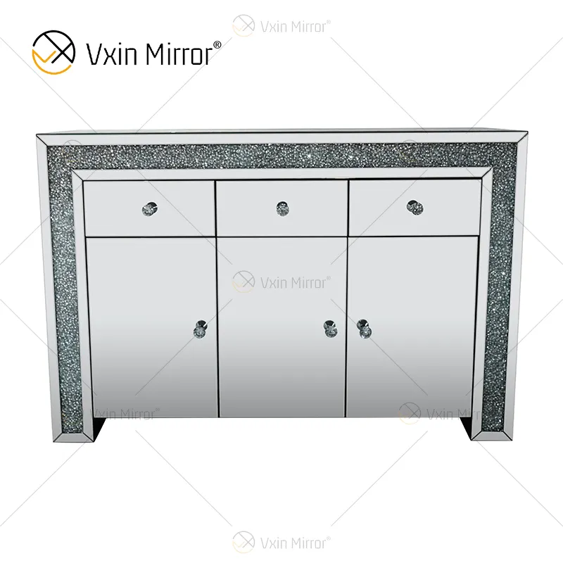 Elegant Home Decor WXF-099 Silver mirrored furniture living room Cabinet  With Muti Drawers