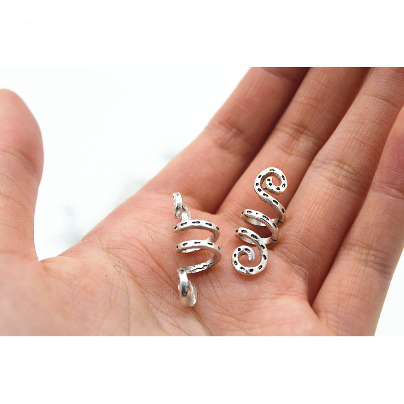 Vintage Silver Adjustable Hair Braids Dreadlock Beard Beads Cuffs Clips Rings Women Men Hair Accessories