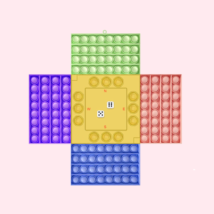 Newest Large size chess board with Dice Silicone Push Bubble Fidget Sensory Toys For kids and adult