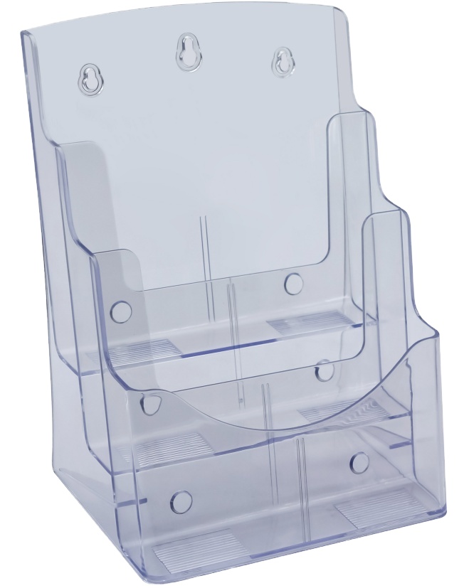 KEJEA Integrally formed Clear Plastic Magazine Holder 3 Pockets A4 Brochure Holder